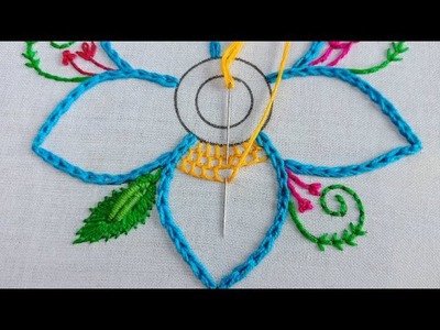 Hand Embroidery Flower Designs #221, Super Unique Flower Embroidery Tutorial, Flower Embroidery