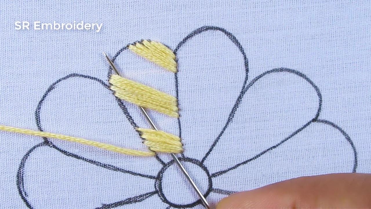 Hand Embroidery New Herringbone Stitch & Colourful Flower Making Easy Needle Work Tutorial