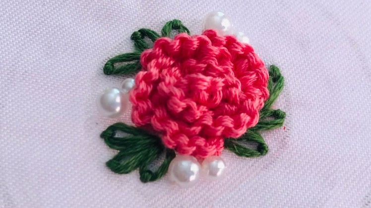 Hand Embroidery: Pink Flower Embroidery - Small Flower Embroidery