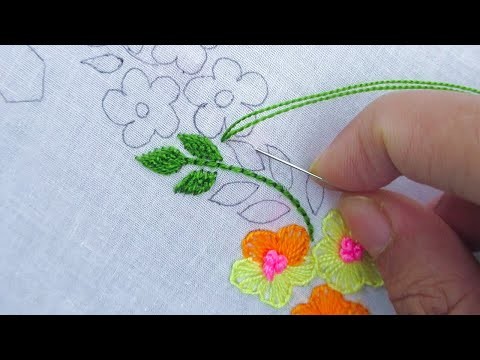 Hand Embroidery Simple and Easy Neck Line Embroidery Design for Dress Beautiful Buttonhole Stitch