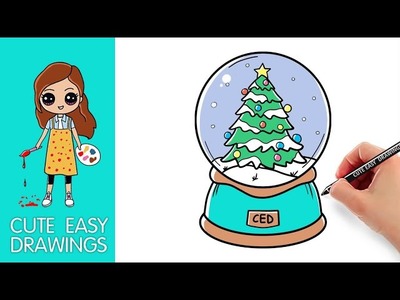 How to Draw Christmas Snow Globe Easy Drawing || Desenhe o globo de neve de Natal com facilidade