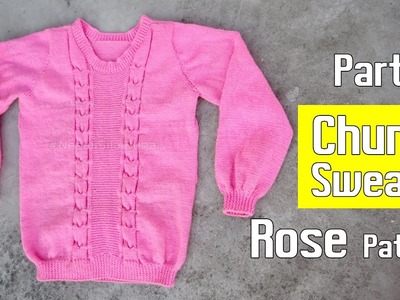 How to Knit Chunky Sweater.Cardigan Part 4 | Suitar Bunne Tarika | Rose Pattern Sweater Design 78