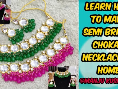 Learn how 2 make Bridal Kundan Necklace at Home.step by step#workfromhome#online#handmade#jewellery