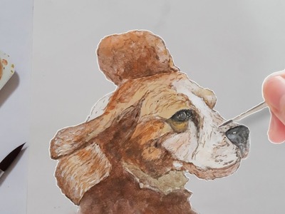 Pintando un Perro con ACUARELAS. Painting a Dog in WATERCOLORS | Timelapse | Arteli