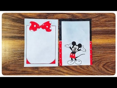 Ribbon Draw | How to Draw Border Designs For Project Work|Assignment.Mickey Mouse Border Design