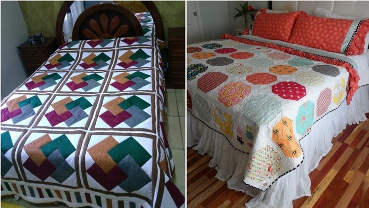 ????Simple and unique quilted patchwork bedsheet and bedspread cover by pop up fashion ????