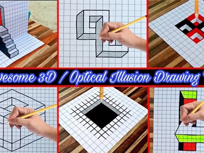 Very Easy! 6 Awesome 3D.Optical Illusion Drawing Tricks on Graph - Graph Paper Drawings | 3D Drawing