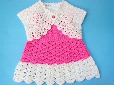 Crochetcrosia Super easy Baby Jacket free pattern.Lacy Baby Bolero Jacket