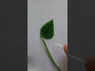 Hand embroidery leaf stitch tutorial. #shorts