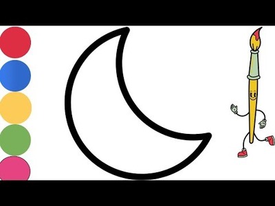 How to draw moon| How to color chand |easy drawing tutorial| Kids tutorial of drawing moon in sky