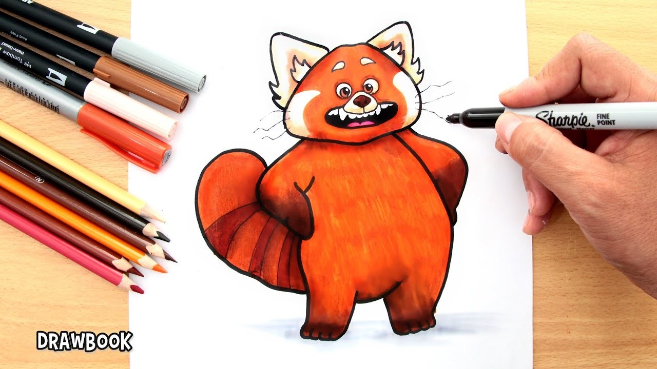 How to draw RED PANDA (Mei Lee) | Turning Red