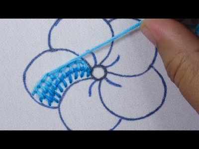 Hand embroidery elegant buttonhole and cable chain stitch fancy flower design tutorial flower work
