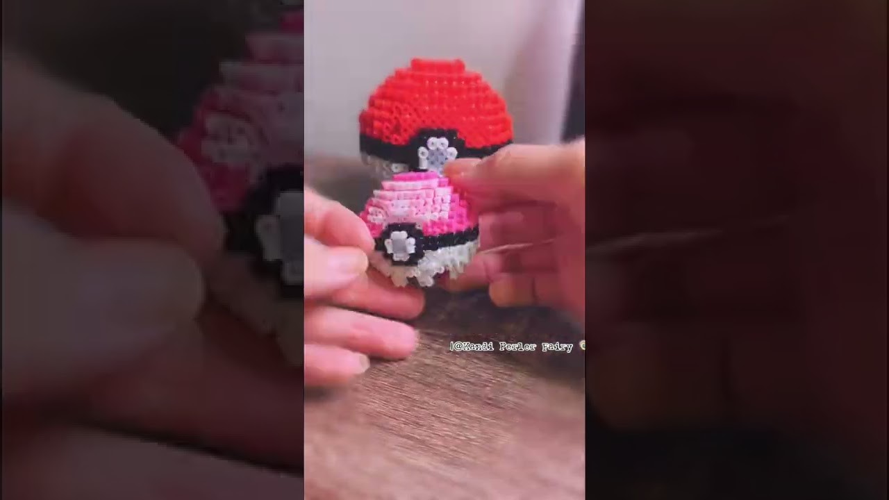 EASY Steps to build a Pokeball with Perler Beads #shorts #pokeball #pokemon