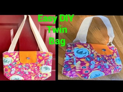How To Make Fabric Twin Bag.Easy Step By Step Handbag Sewing Tutorial.DIY Simple Tote Bag