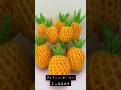 How to make fruit foam net Pineapple #shorts #diy #cutecrafts #howtomake #crafts #fruitfoamnet