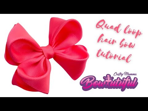 Quad loop hair bow tutorial using only 4 small pieces of ribbon!. how to make hair bows. laço fita