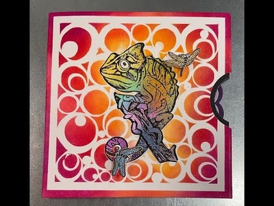 " Got bugs" Chameleon spinning card LK337