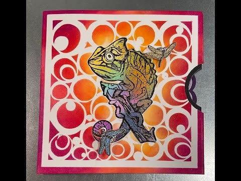 " Got bugs" Chameleon spinning card LK337