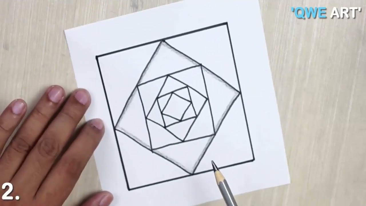 4 Easy 3D Drawing Video tutorial | QWE Art optical illusion drawing tutorial