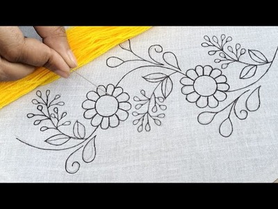 Basic Hand Embroidery Stitches Suitable for Border Design, Easy Embroidery  Phulkari Border Design