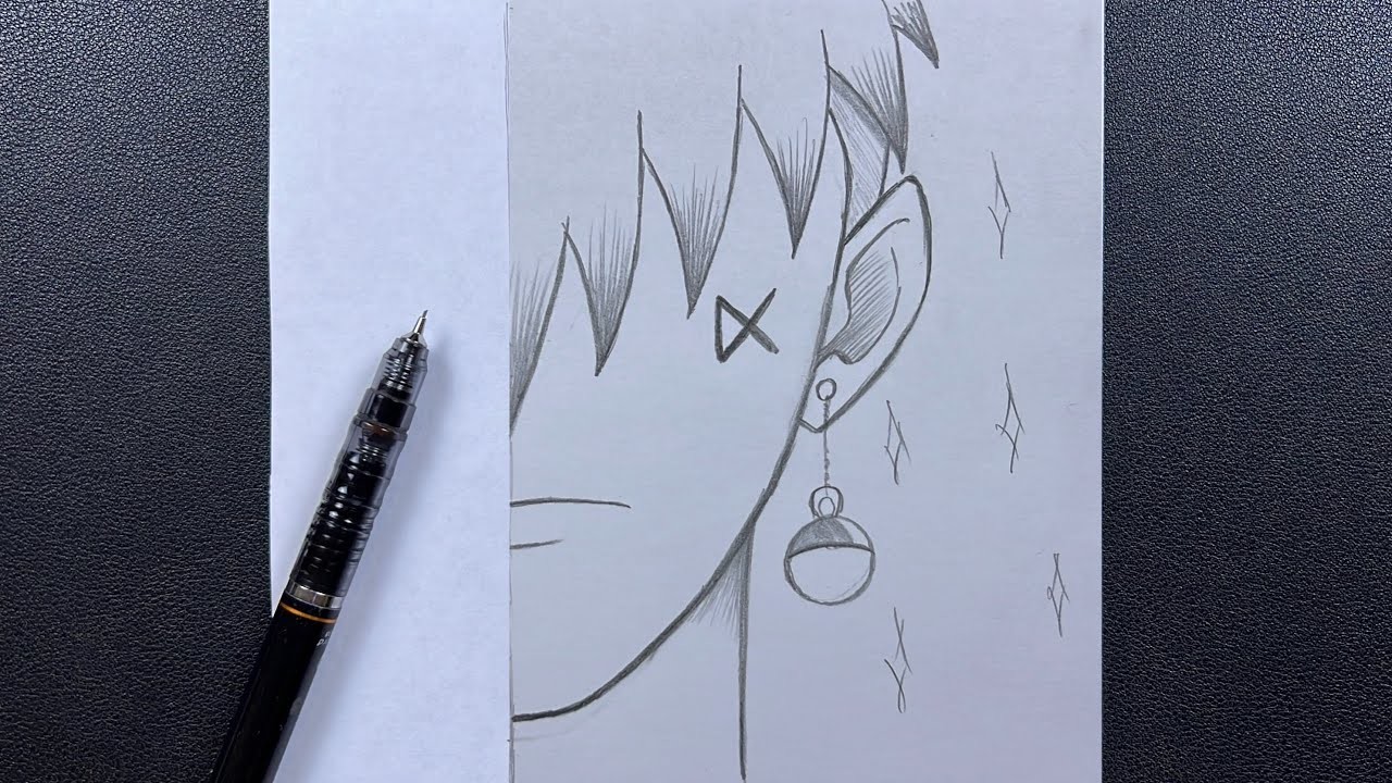 Easy anime sketch | how to draw a bad boy half face - easy steps