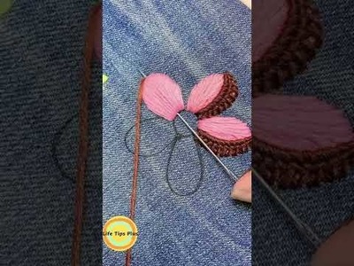 Hand Embroidery: 3D Flower.Amazing Embroidery Stitches For Beginners.Guide to Sewing. #shorts
