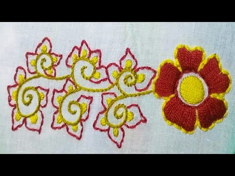 Hand Embroidery: Borderline Embroidery Design with Daisy& Clover Hand Embroidery
