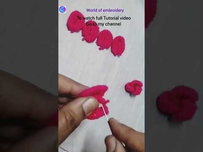Hand Embroidery Rose Flower Design |  Hand Embroidery Amazing Trick Easy Woolen Flower, #shorts
