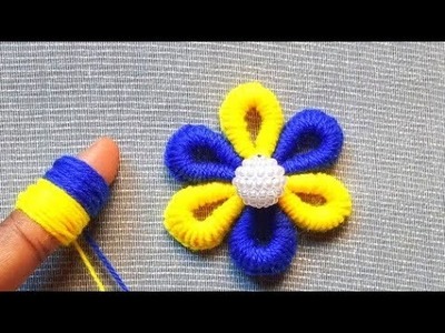Super easy hand EMBROIDERY woolen Flower making - sewing hack!!