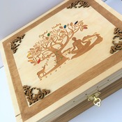 LOCKABLE CRYSTAL HEALING storage Box. Engraved Tree Of Life sectioned Wooden Box by Livz Design