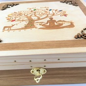 LOCKABLE CRYSTAL HEALING storage Box. Engraved Tree Of Life sectioned Wooden Box by Livz Design