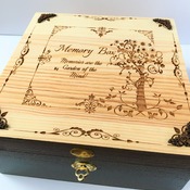 LOCKABLE Engraved Wooden MEMORY BOX - Walnut & natural wood Stain by Livz Design
