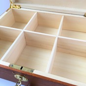 LOCKABLE Wooden Box with a Geometric Pattern & 6 internal dividers by Liz Design