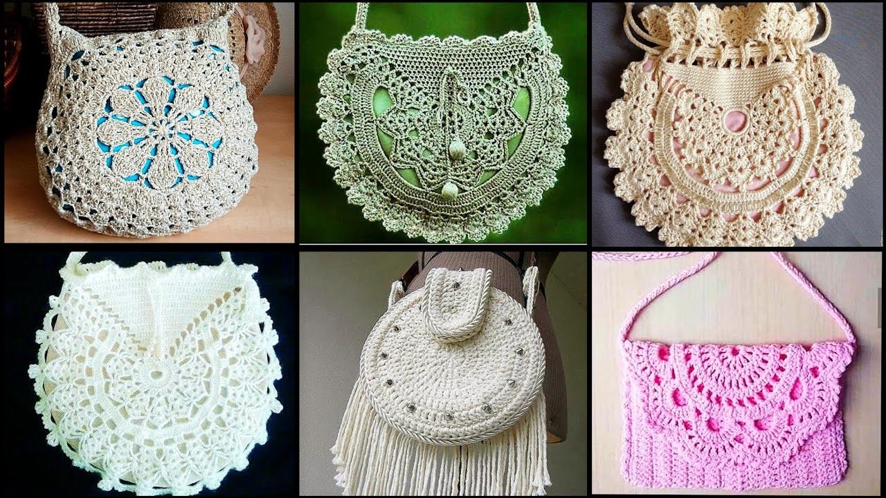 New Stylish Latest Crochet College.University Wear Long Shoulderbag.Handbag Design Ideas For Girls