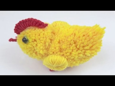 Super Easy Pom Pom Chicken Making Idea with Woolen - DIY Pom Pom Chick#Shorts