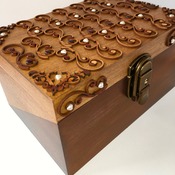 Unique LOCKABLE DELUXE WOODEN Aged B0X. One of a Kind. Swirl and Heart Pearls by Livz Design