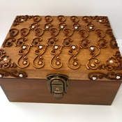 Unique LOCKABLE DELUXE WOODEN Aged B0X. One of a Kind. Swirl and Heart Pearls by Livz Design