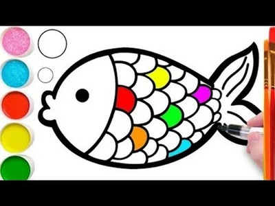 Bolalar uchun baliq chizish. Drawing Fish for kids with kids song. PuCyHOK Pbi6a Anaетей
