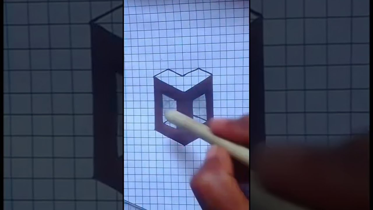 How to draw 3D On Graph Paper#shorts,