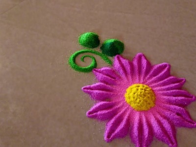 Simple flower design rangoli???????? attractive flowers design. small rangoli.rangoli by kalai