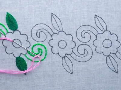 Very Attractive Borderline Hand Embroidery Design, Beautiful Hand Embroidery, Easy Border Embroidery