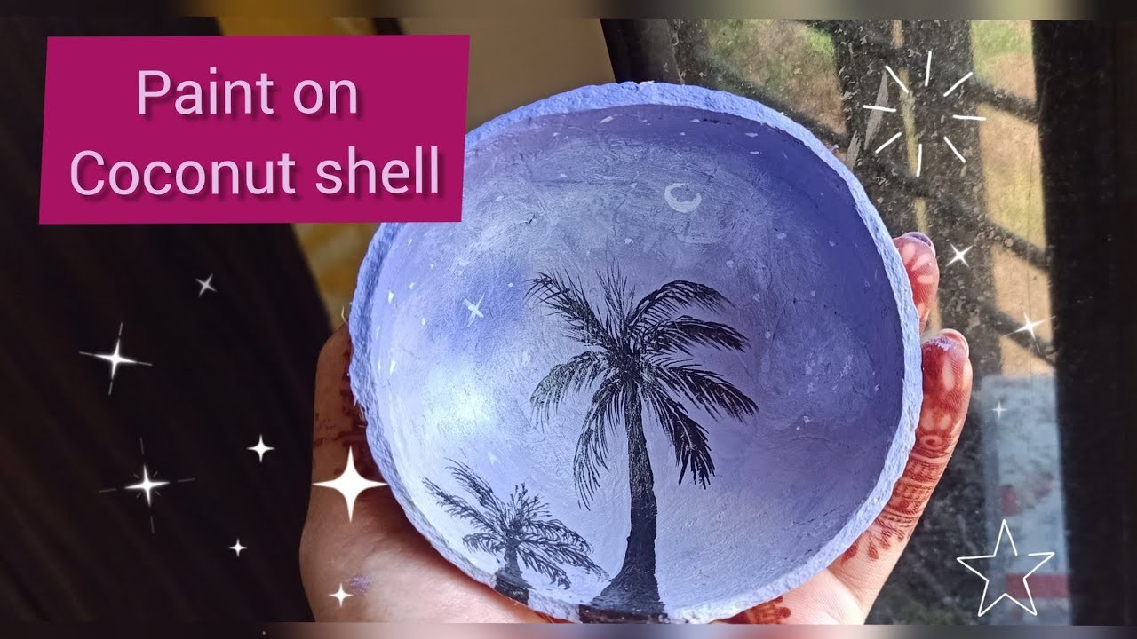 Coconut shell dry painting tutorial. coconut shell craft. acrylic painting✨. 