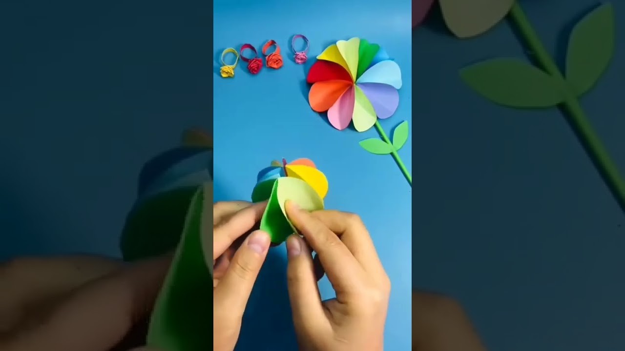 DIY BEAUTIFUL PAPER RAINBOW FLOWER MAKING
