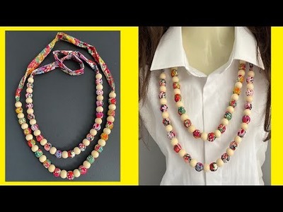 ???????? Diy Lovely Liberty Fabric Beads necklace | Long Fabric Necklace | Beads Necklace | Collar de tela