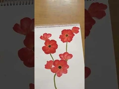 One stroke poppy flower painting by art lover channel #short#youtube#onestrokepainting#flower