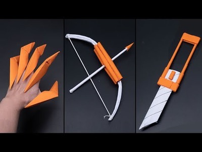 03 Easy Origami Paper Ninja Weapons || Ninja Claws | Ninja Bow | Ninja Knife