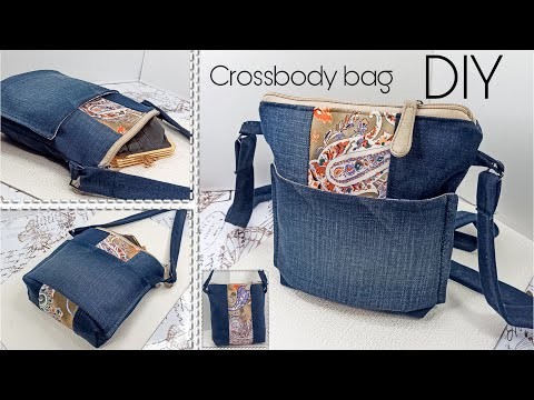 10 Min DIY Crossbody Bag From Old Denim Pants And Leggings.Easy and Fast Way How to Sewing a Bag