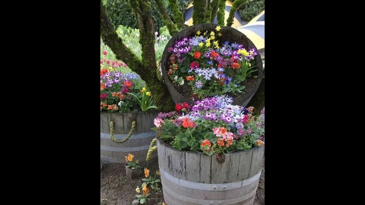 25  DIY ideas to reuse old wine barrels in garden decoration????????????. Green garden plants