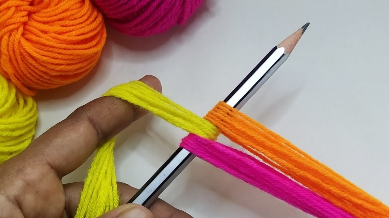Amazing 2 Beautiful Woolen Yarn Flower making with Pencil | Easy Sewing Hack
