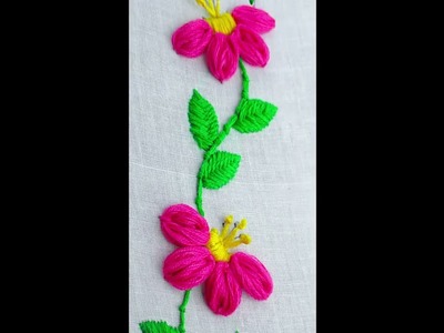 Amazing flower embroidery tutorial with safety pin #Shorts